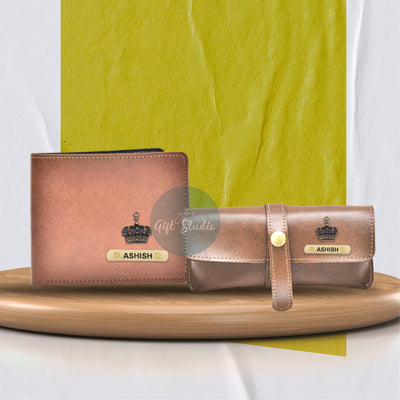 Customized Men's Wallet and Eyewear Case - Tan