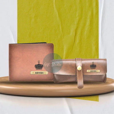 Customized Men's Wallet and Eyewear Case - Tan