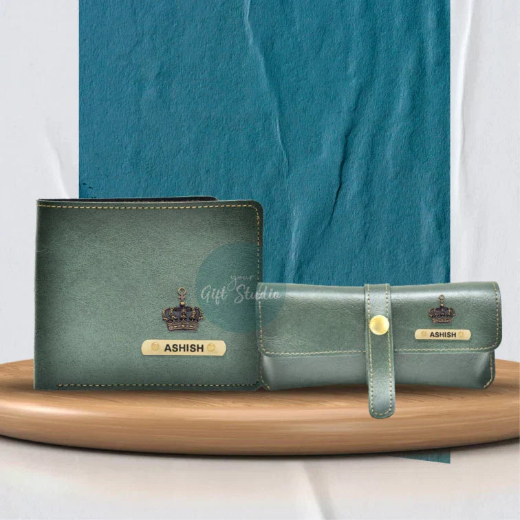 Customized Men's Wallet and Eyewear Case - Green
