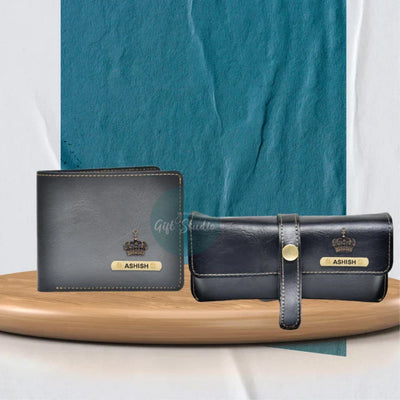 Customized Men's Wallet and Eyewear Case - Black