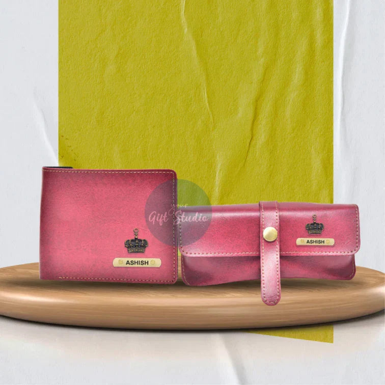 Customized Men's Wallet and Eyewear Case - Wine