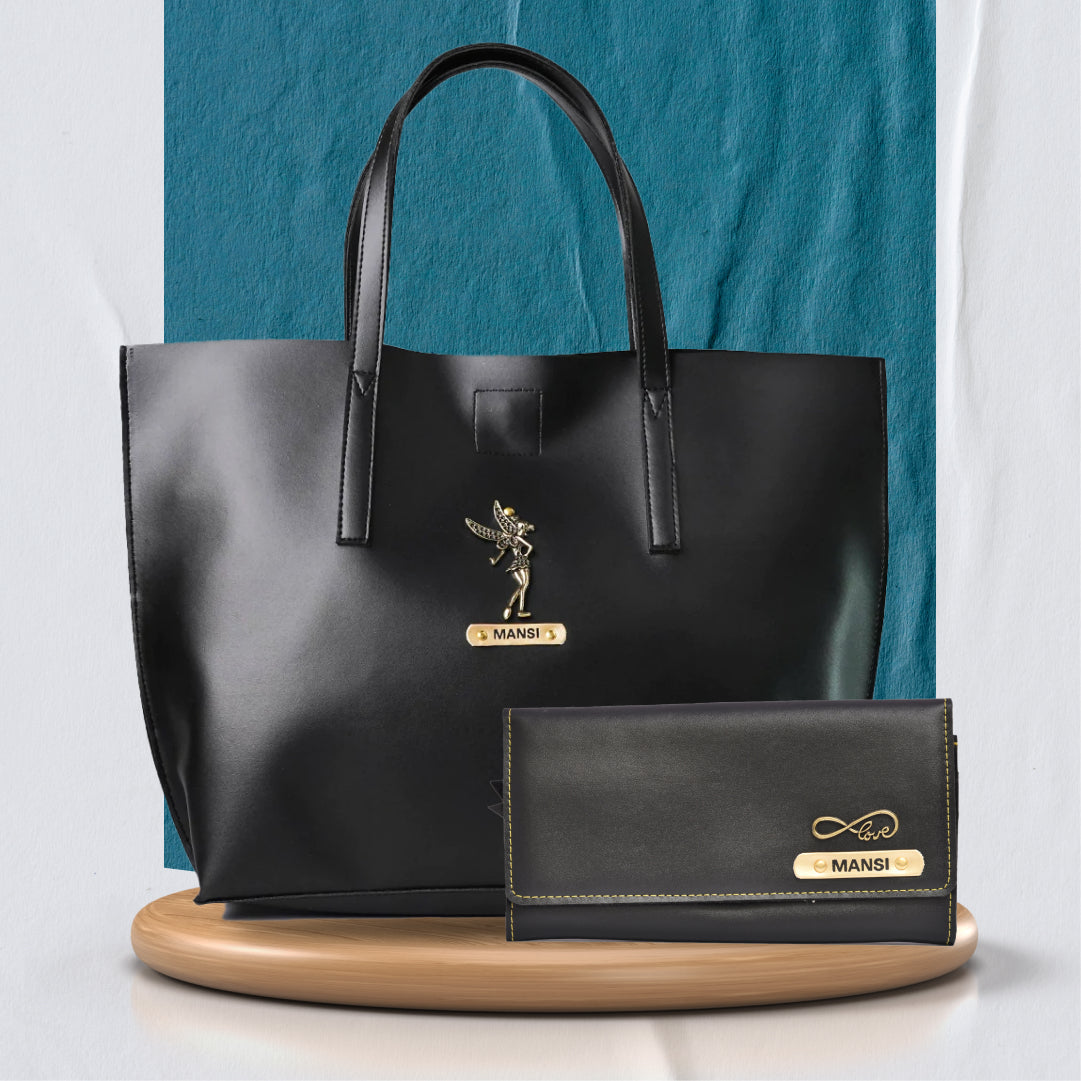 Personalized Tote Bag and Lady Wallet 2.0 - Black