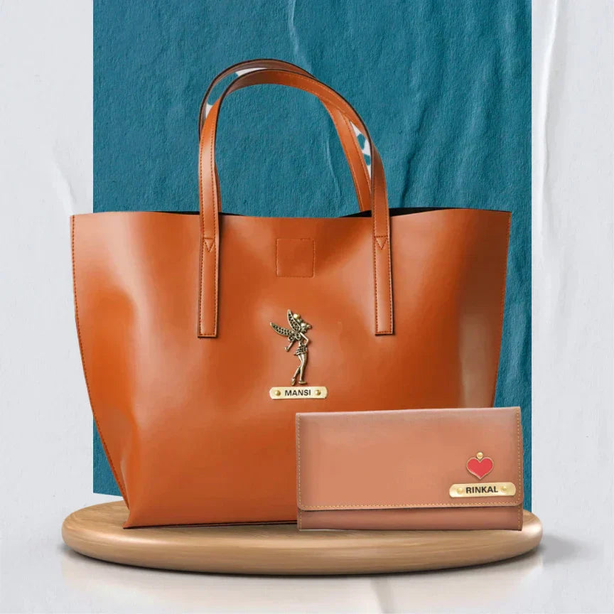 Personalized Tote Bag and Lady Wallet 2.0 - Tan
