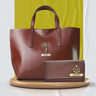 Personalized Tote Bag and Lady Wallet 2.0 - Brown