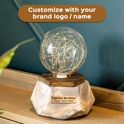 Handcrafted Concrete Hexa Magic LED Lamp With Edison Bulb